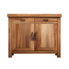 Wooden sideboard or cabinet isolated on transparent background. Png element of furniture for interior design.