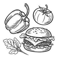 hand drawn food icons set