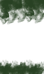 Abstract green brush strokes bordering white space for text