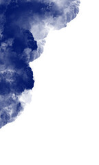 Bold blue brush stroke across clean white background with textured edge