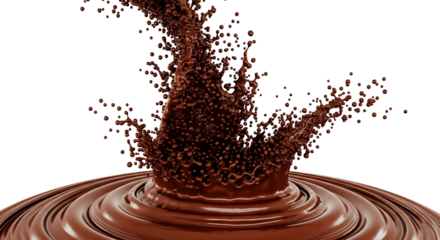 Intense Chocolate Liquid Pouring, Creating Vigorous Splashes and Ripples