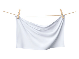 White Fabric Draped on Clothesline with Clamps