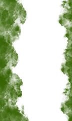 Abstract green brush strokes bordering a white center space