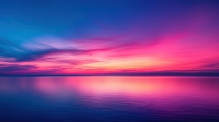 Fototapeta premium Surreal sunrise over a calm ocean with bioluminescent water glowing gently, ethereal lighting, peaceful mood, high detail