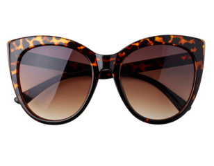Cat Eye Designer Sunglasses with Leopard Print Frame, Top View, isolated on a transparent background.