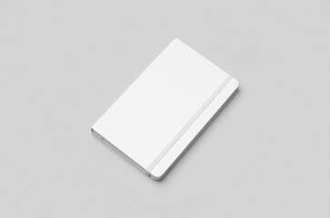 White hardcover notebook mockup on neutral background