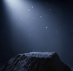 Black geometric Stone and Rock shape background, minimalist mockup for podium display or showcase, 3d rendering. 