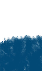 Abstract textured brush stroke dividing white and deep blue background