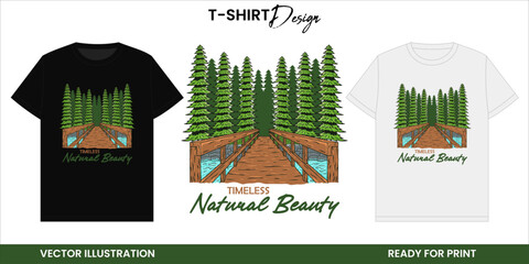 Forest Bridge Vector T-shirt Design or Print and Sticker