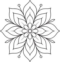Black and white symmetrical floral mandala design pattern
