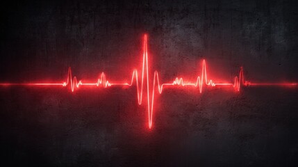 Stunning photo of red glowing heartbeat line over a dark textured background displaying vitality.