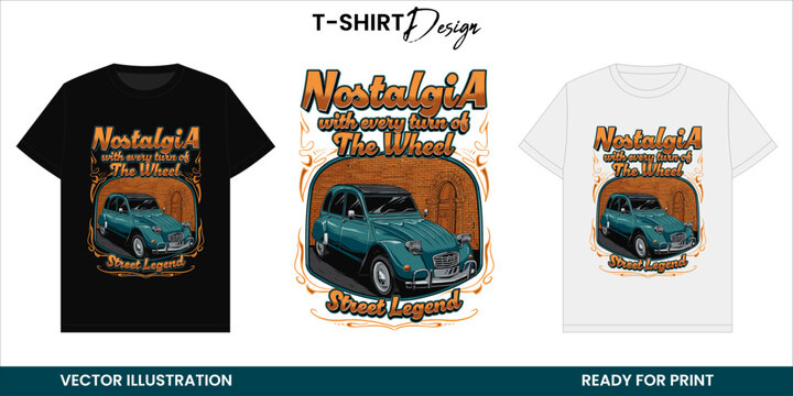 Nostalgia Classic Car Vector T-shirt Design or Print and Sticker