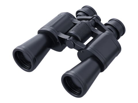 Isolated Black Binoculars on Transparent Background