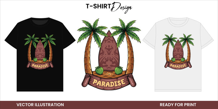 Palm Tree and Surf Vector T-shirt Design or Print and Sticker