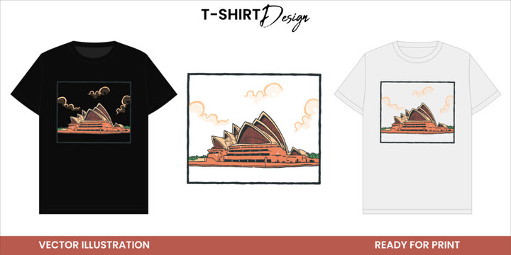 Australia Landmark Vector T-shirt Design or Print and Sticker. Retro Skyline Tower Art