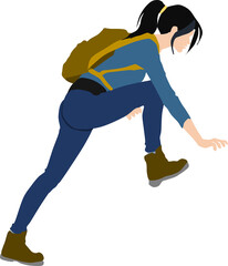 登山をする女性のイラスト