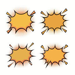 Orange comic explosion speech bubbles comic book pop art