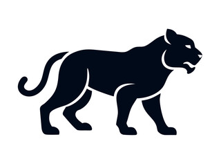 Obraz premium Powerful black panther logo design, perfect for a strong brand identity. A bold, stylized black panther graphic, perfect for logos, emblems, or branding materials.