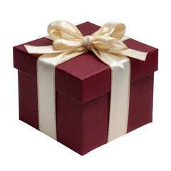 Obraz premium Elegant red gift box isolated on transparent background