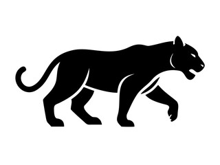 Obraz premium Powerful black panther logo design, perfect for a strong brand identity. A bold, stylized black panther graphic, perfect for logos, emblems, or branding materials.