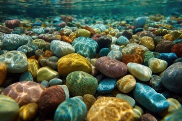 Colorful pebbles underwater