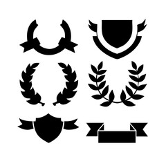 set of Laurel wreath, wing, shield, ribbon, banners, Containing .shield, ribbon, banners for awards, heraldry, logos, badges, and branding designs vector illustration Collection of vintage heraldic 