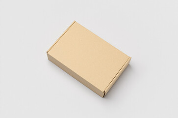 Kraft cardboard mailing box mockup on a gray background