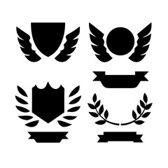 Obraz premium set of Laurel wreath, wing, shield, ribbon, banners, Containing .shield, ribbon, banners for awards, heraldry, logos, badges, and branding designs vector illustration Collection of vintage heraldic 