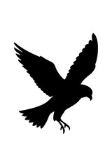Obraz premium Soaring Falcon Silhouette Clipart – Black Flying Bird Vector Design