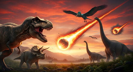Fototapeta premium Thousand Dinosaurs Extinction Royalty Image