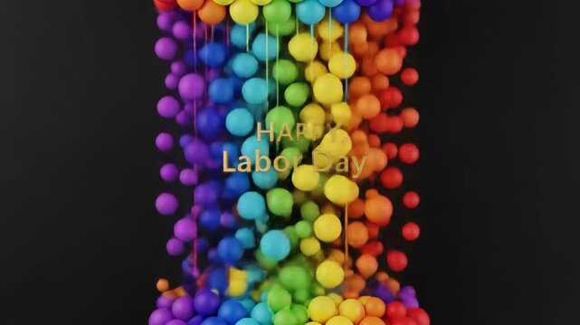 Happy Labor Day with Rainbow Balloons