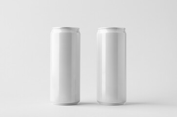 Slim soda energy drink beverage can mockup on a gray background