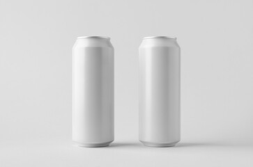 White large tall beer or soda aluminum can mockup.