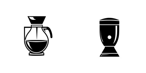 Coffee maker and blender icons representing kitchen appliances for daily use in home cooking and beverage preparation