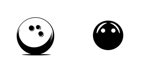 Black bowling ball icons designed for visual representation in sports and gaming contexts