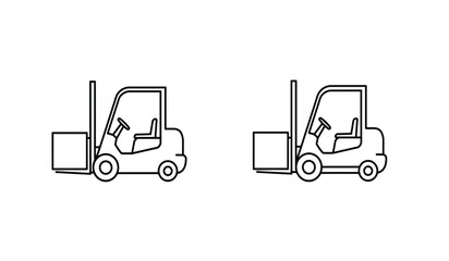 Line Art Illustration of a Golf Cart and a Forklift Truck