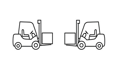 Forklift truck icons delivering boxes in a warehouse or factory setting