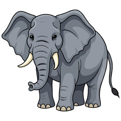 Obraz premium Isolated cartoon illustration of a cute baby elephant, a fun wild animal, walking