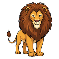 Cute cartoon lion vector illustration with a happy smile, isolated on white