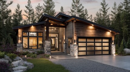 Naklejka premium Clean architectural rendering of residential home design in bright modern setting