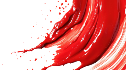 red paint spread or red ketchup spread  on white background