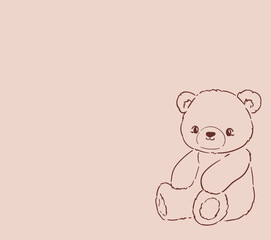 Cute teddy bear vector hand drawn illustration cute print design for kids 
