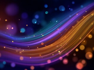 Beautiful abstract background featuring glowing light effects, colorful curved lines, and soft bokeh lights over a smooth blue gradient