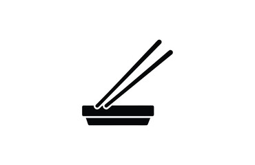 chopsticks with bowl solid icon, Asian kitchen utensil silhouette isolated