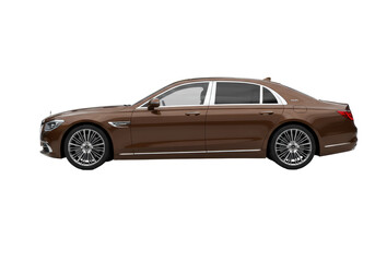 Obraz premium Isolated Luxurious Brown Sedan Car with Chrome Accents