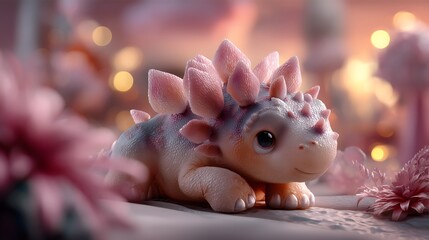 Heartwarming stegosaurus watching sunset