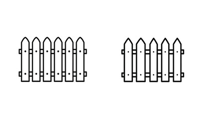 Simple Fence Outline Icon Illustration on White Background for Graphic Design