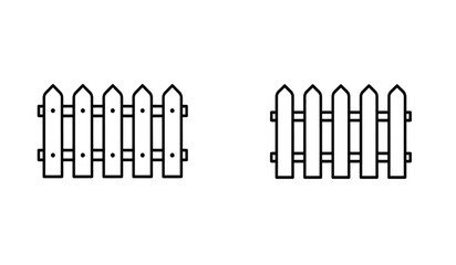 Simple Black Outline Illustration of a Wooden Fence on a White Background