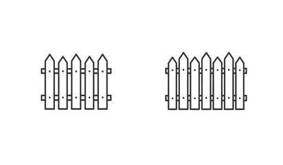 Simple picket fence gate in black line art on a white background