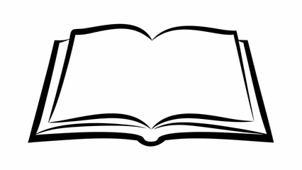 Illustration of an open book with blank pages and a black outline on a white background view from above